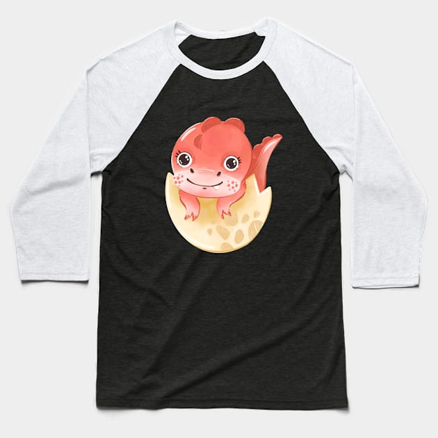 Cartoon cute dinosaur Baseball T-Shirt by OllyKo